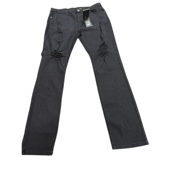 NWT!! "ABSECAI" SZ 38 Distressed Straight Leg/Skinny Jean Skateboarder Stretch - Picture 5 of 15